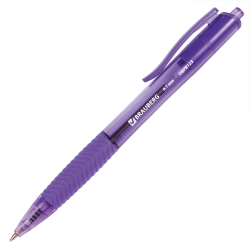 Ручка шариковая масляная автоматическая с грипом BRAUBERG Fruity RD, синяя, корпус ассорти, узел 0,7 мм, линия письма 0,35 мм