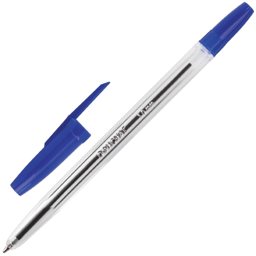 Ручка шариковая ОФИСМАГ Line, синяя, корпус прозрачный, узел 1 мм, линия письма 0,5 мм
