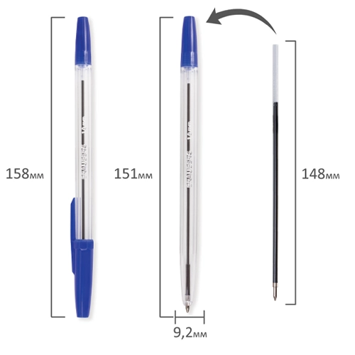 Ручка шариковая BRAUBERG Line, синяя, корпус прозрачный, узел 1 мм, линия письма 0,5 мм