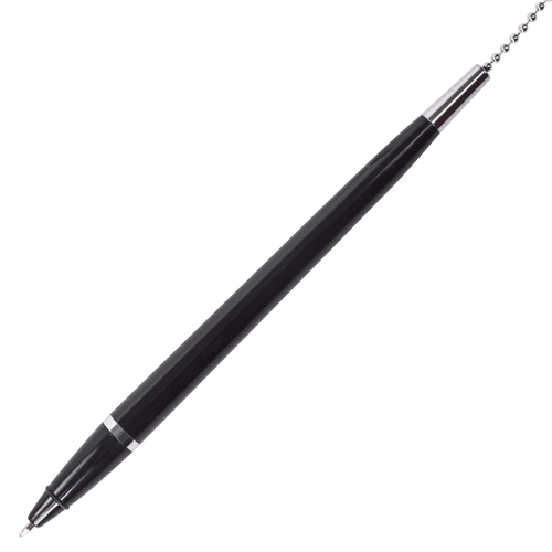 Ручка шариковая настольная BRAUBERG Стенд-Пен Блэк1 на цепочке, синяя, корпус черный, линия письма 0,5 мм