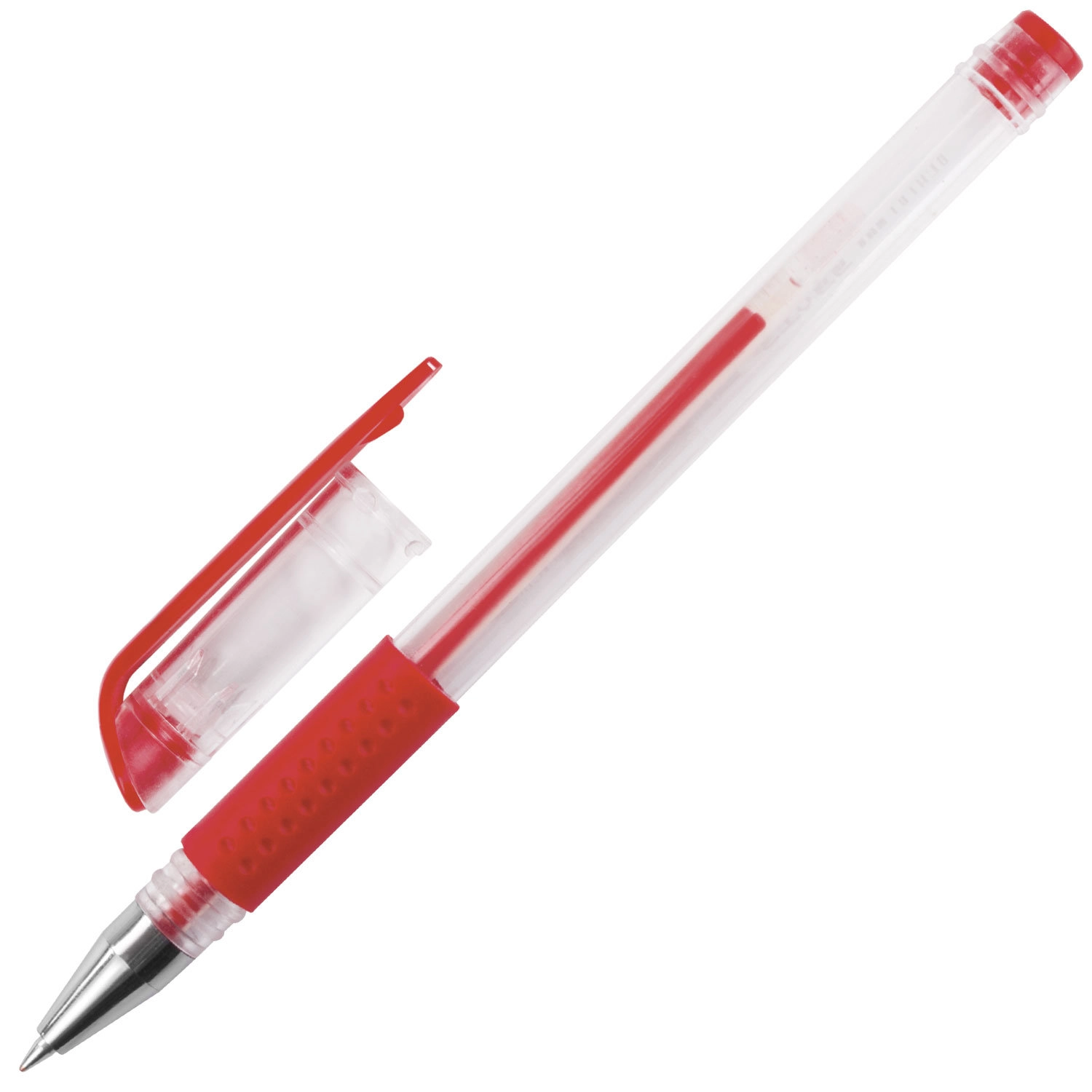 Ручка гелевая с грипом STAFF EVERYDAY GP-193, КРАСНАЯ, корпус прозрачный, узел 0,5 мм, линия письма 0,35 мм