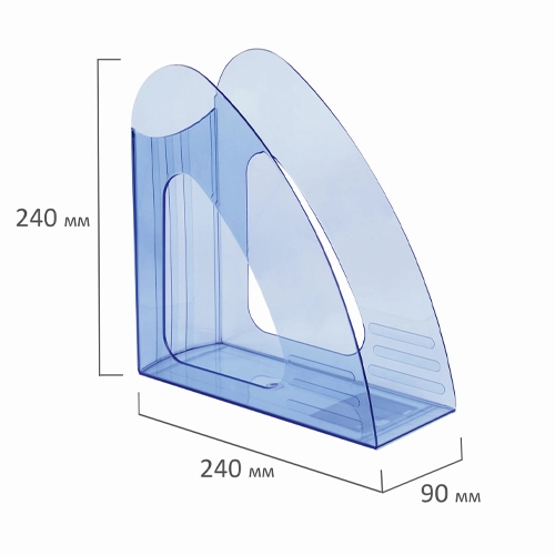 Лоток вертикальный для бумаг BRAUBERG "Delta", 240х90х240 мм, тонированный синий