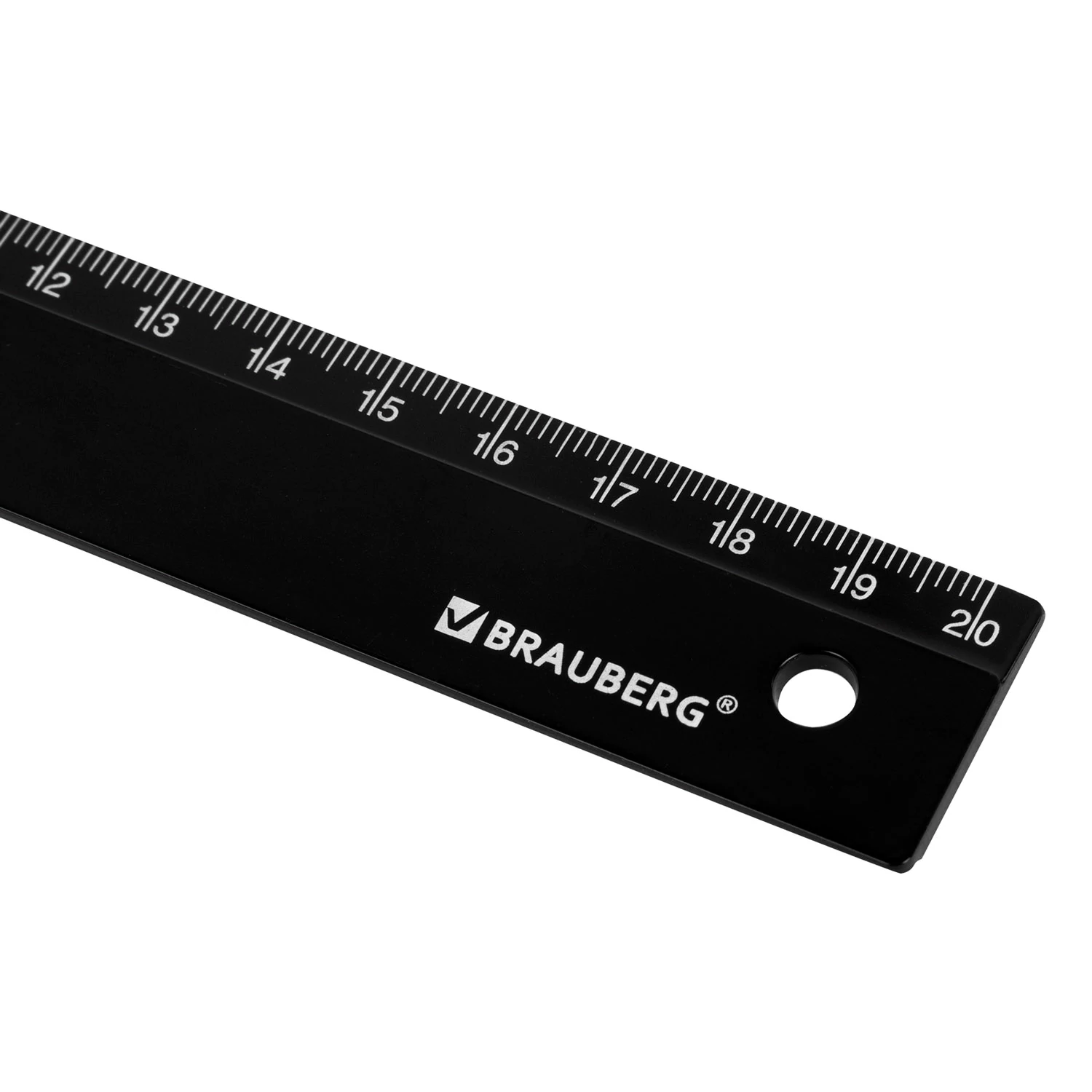 Линейка пластик 20 см BRAUBERG, черная