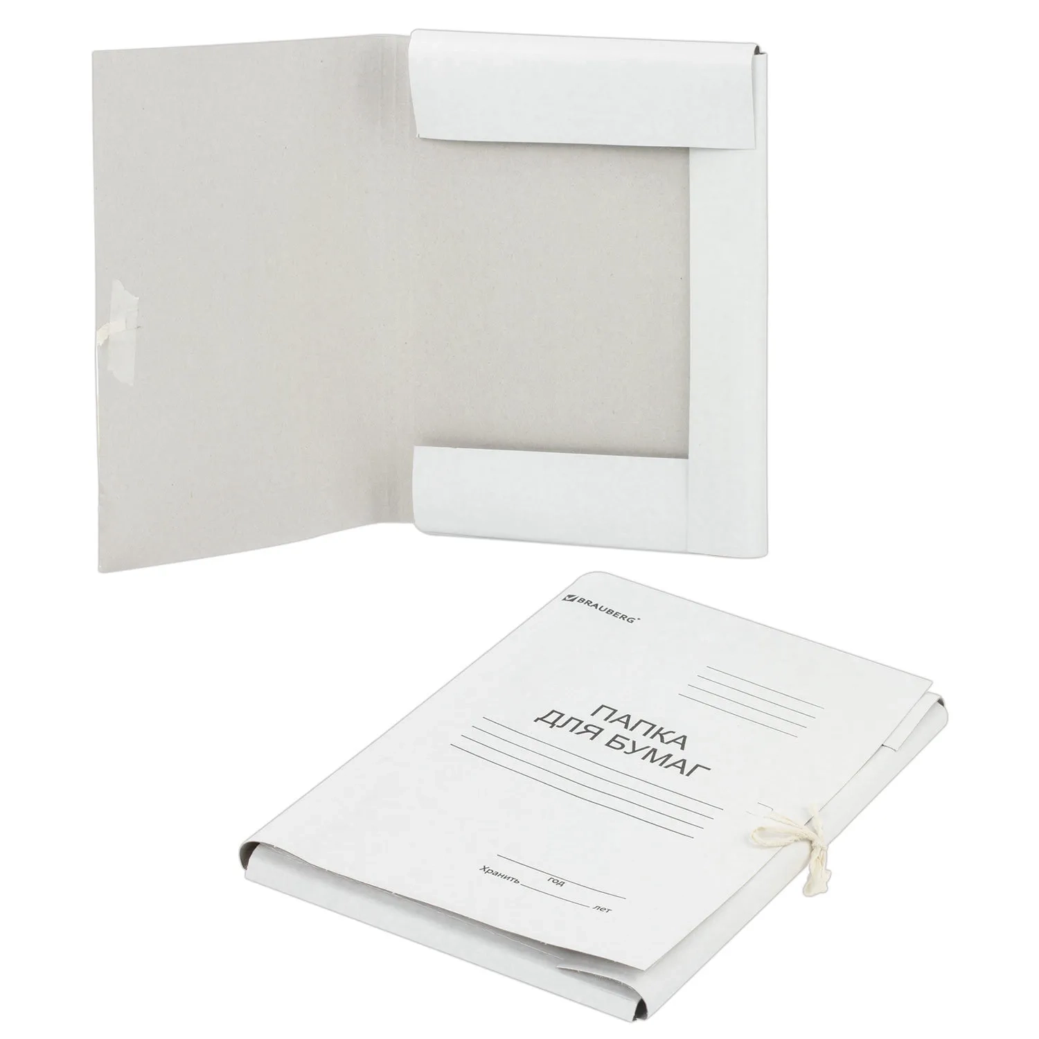 Папка для бумаг с завязками картонная BRAUBERG 440 г/м2, до 200 листов