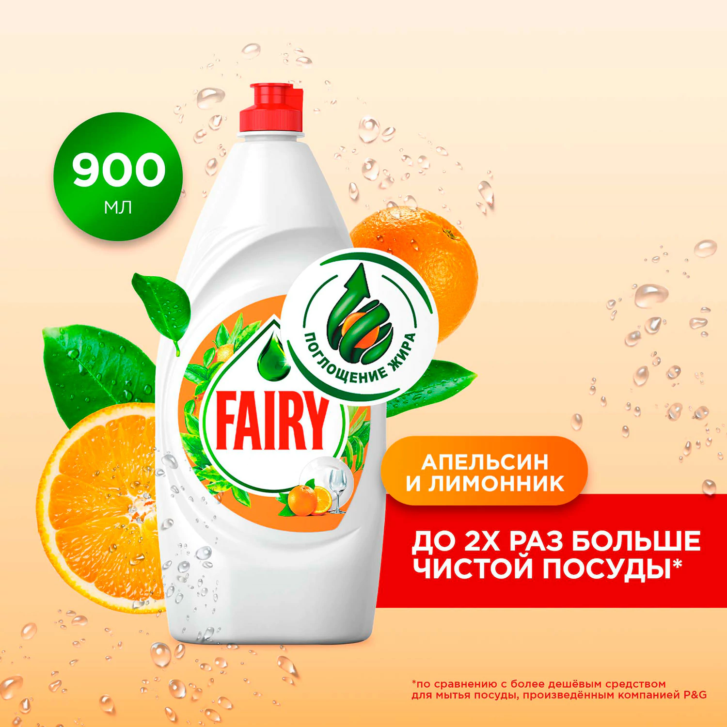 Средство для мытья посуды Fairy Апельсин и лимонник 900 мл