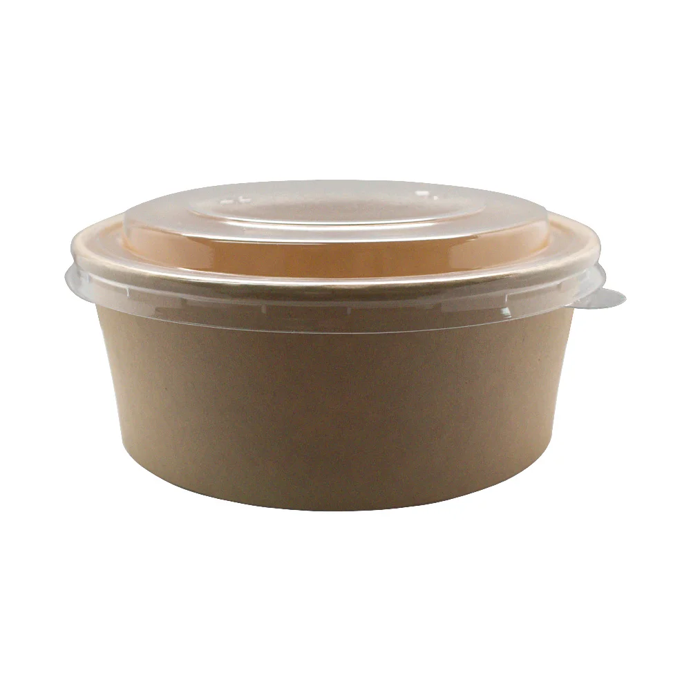 Контейнер бумажный круглый 750 мл крафт с крышкой, 50 шт