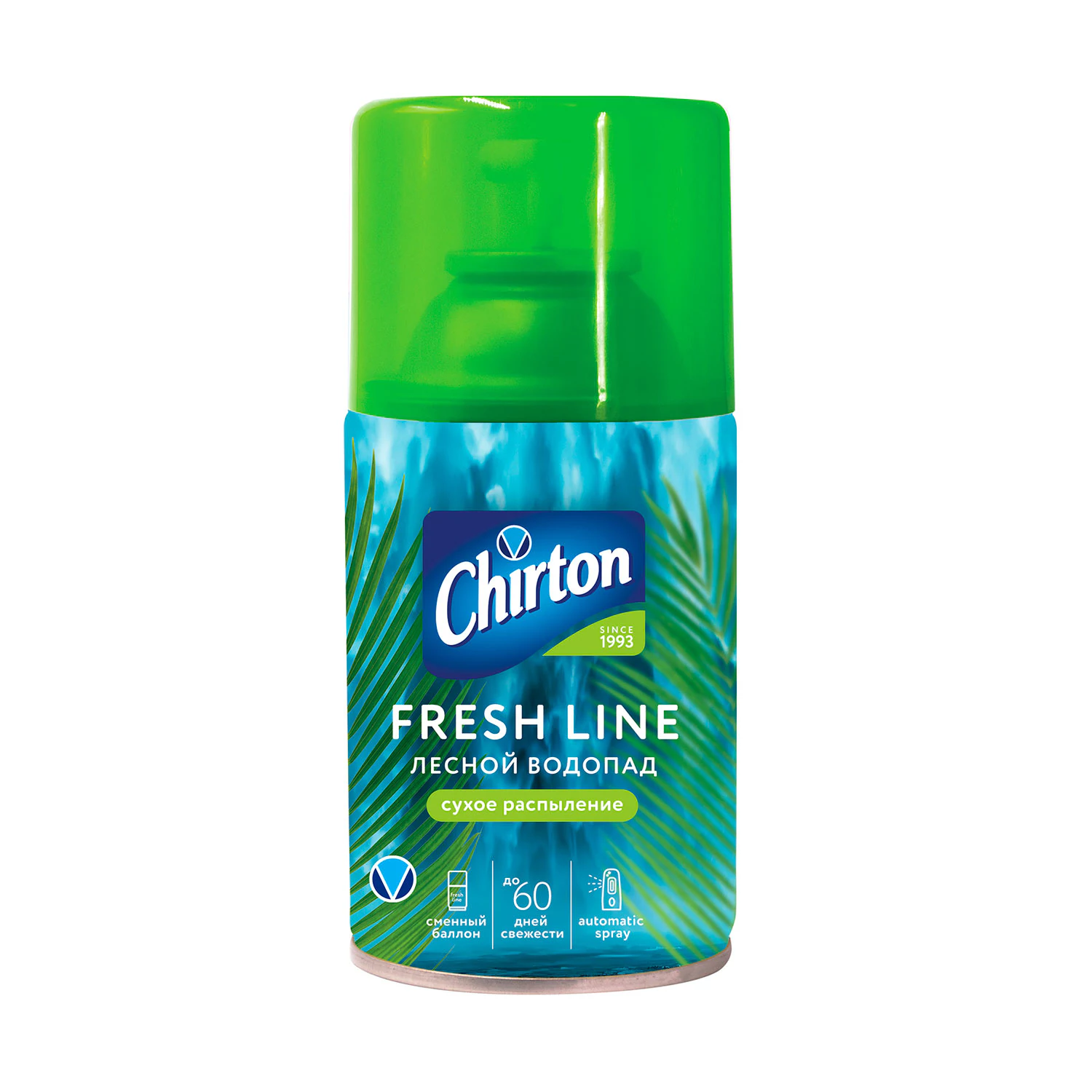 Сменный баллон для автоматических освежителей CHIRTON Лесной водопад, сухое распыление, 250 мл