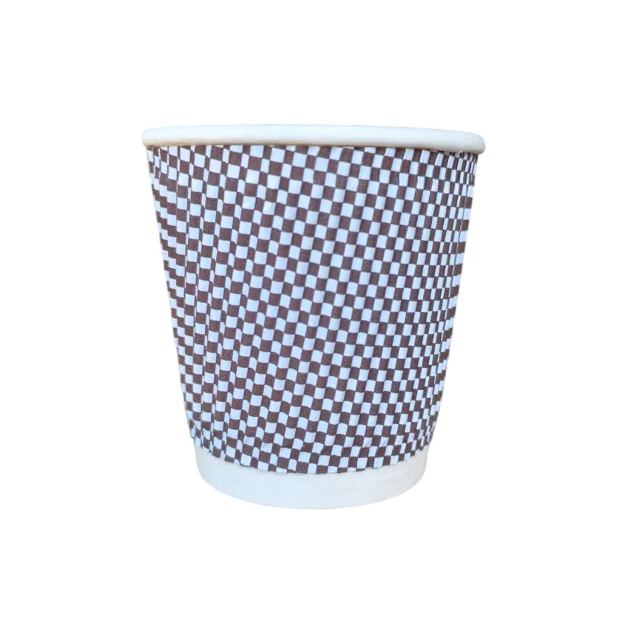 Стакан гофрированный рябой шахматка 110 мл, 25 шт