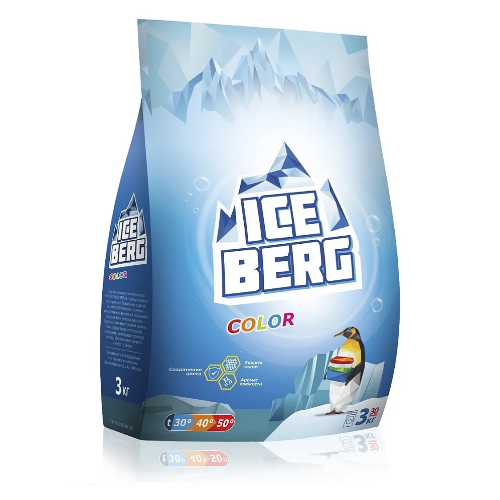 Порошок стиральный для цветного белья "ICEBERG COLOR", 3 кг
