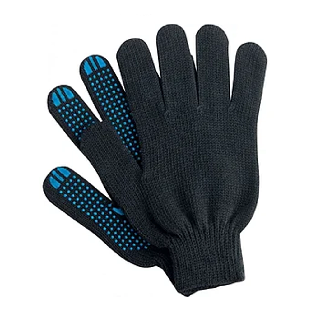 Перчатки х/б 7,5 кл 6-нитка с ПВХ черные, ПРОТЕКТОР