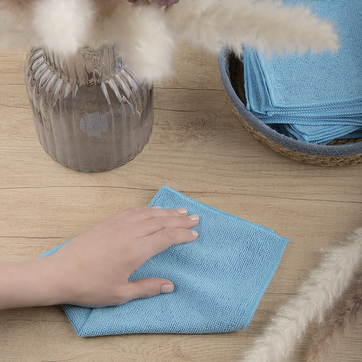 Салфетка Микрофибра Горница 30х30 см, голубая, 200 г/кв.м.