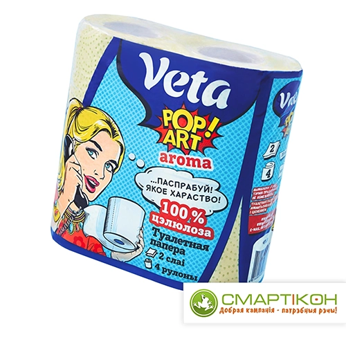 Бумага туалетная двухслойная VETA POP ART AROMA ароматизированная 4 рулона