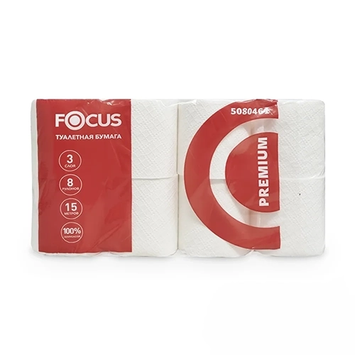 Бумага туалетная  Focus Premium трёхслойная, 8 рул 