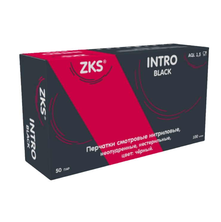 Перчатки ZKS нитриловыеInfo blak ЧЕРНЫЕ, р-р XL, 100 шт
