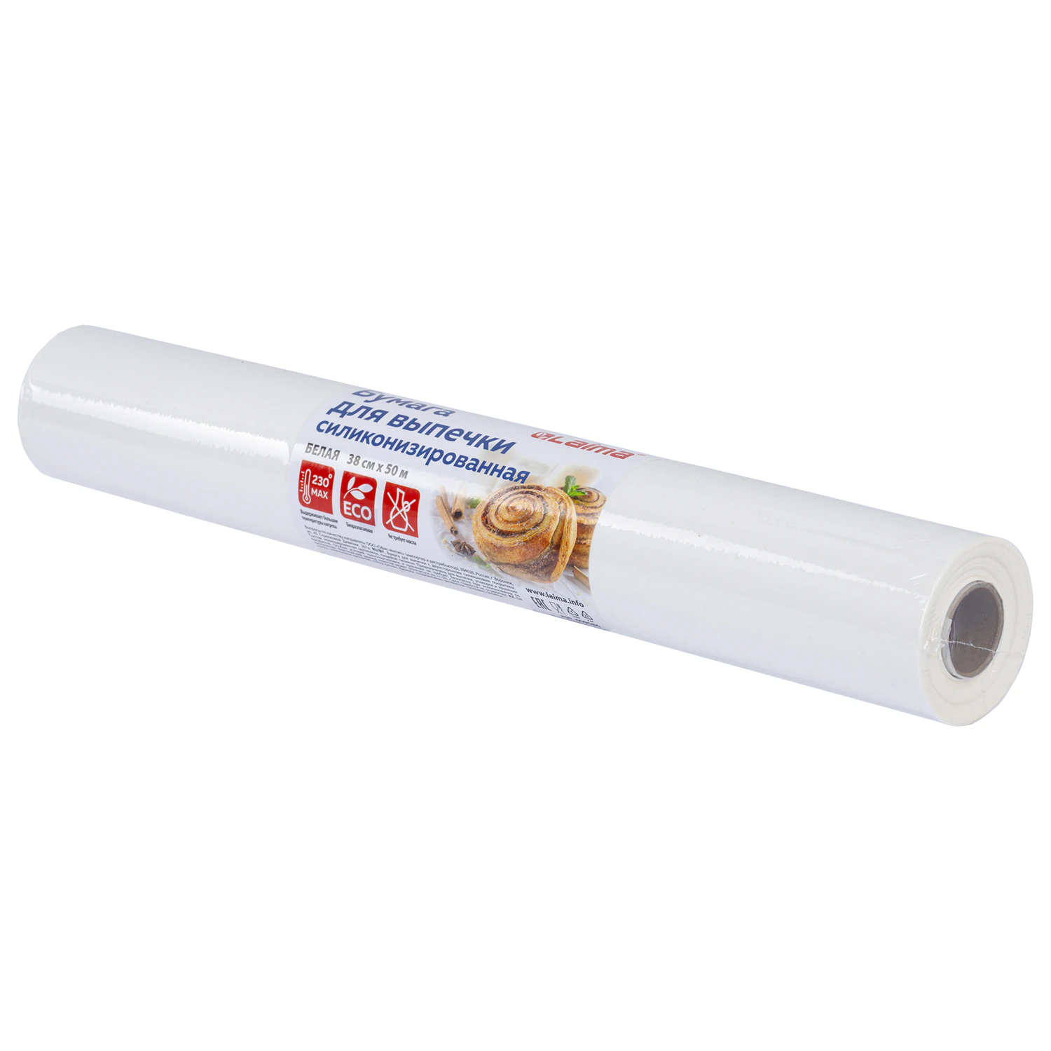 Бумага для выпечки силиконизированная LAIMA, пергамент белый 38 см х 50 м