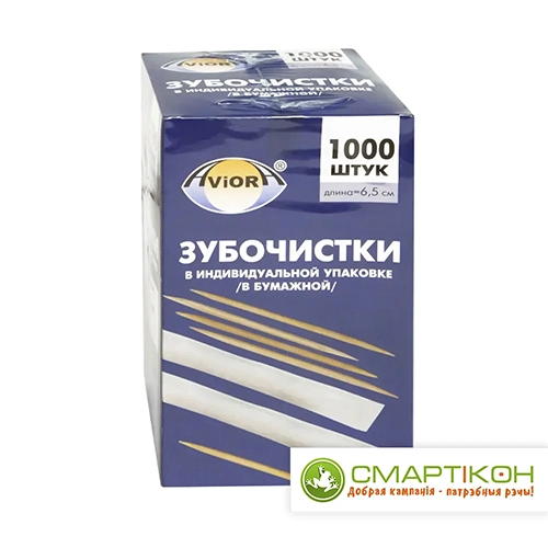 Зубочистки Бамбуковые Aviora в бумажной упаковке 1000 шт