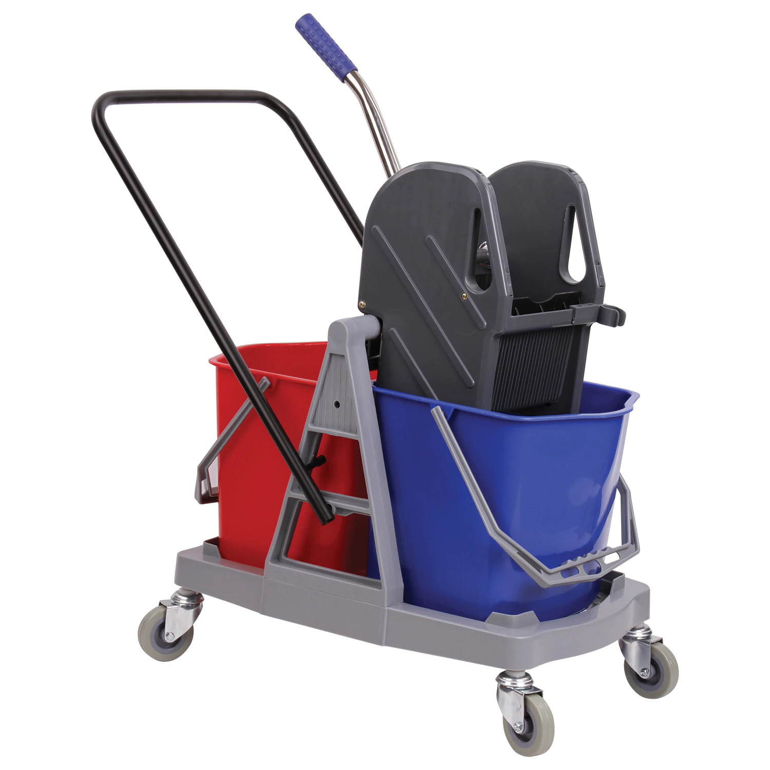 Тележка уборочная BRABIX, 2-съемных ведра 17л, механический отжим, пластиковый каркас