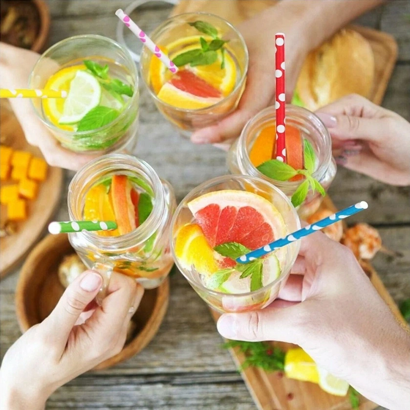 Бумажные трубочки 8 х 195 мм, мелкий горошек, красно-белые 250 шт