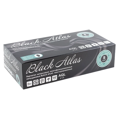 Нитриловые перчатки Black Atlas черные р-р S 100 шт. 