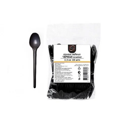 Ложка Премиум Компакт черная Покров Полимер, 50 шт