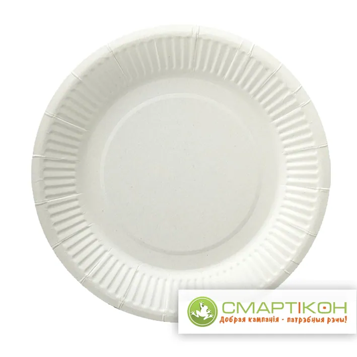Тарелка круглая картонная белая d - 230 мм, 50 шт