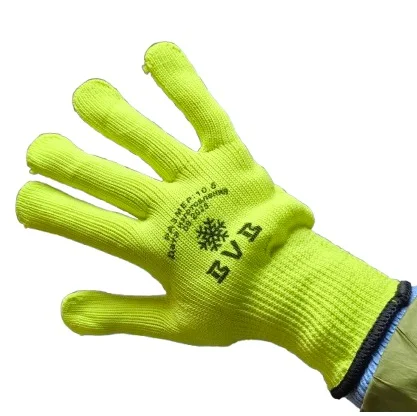 Перчатки салатовые полиэстр с ПВХ точкой, 10 класс, с начесом