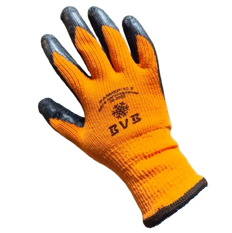 Перчатки оранжевые с подкладкой 10 кл, полиэстр, латекс покрытие
