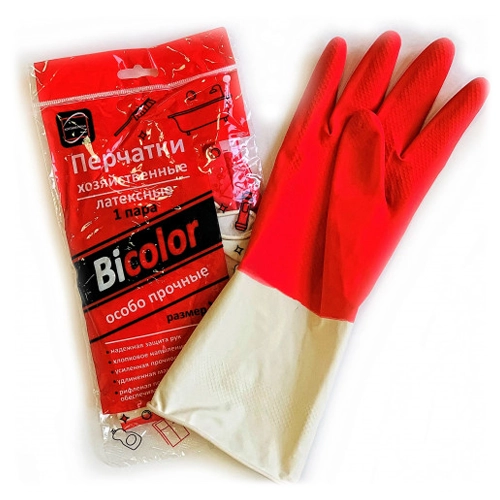 Перчатки хозяйственные BiColor черно-красные р-р L